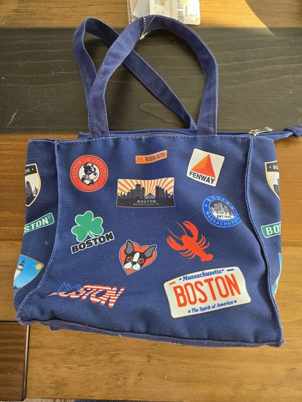 NWT Robin Ruth Mini tote bag Boston Souvenir Canvas Pictures Of Patches